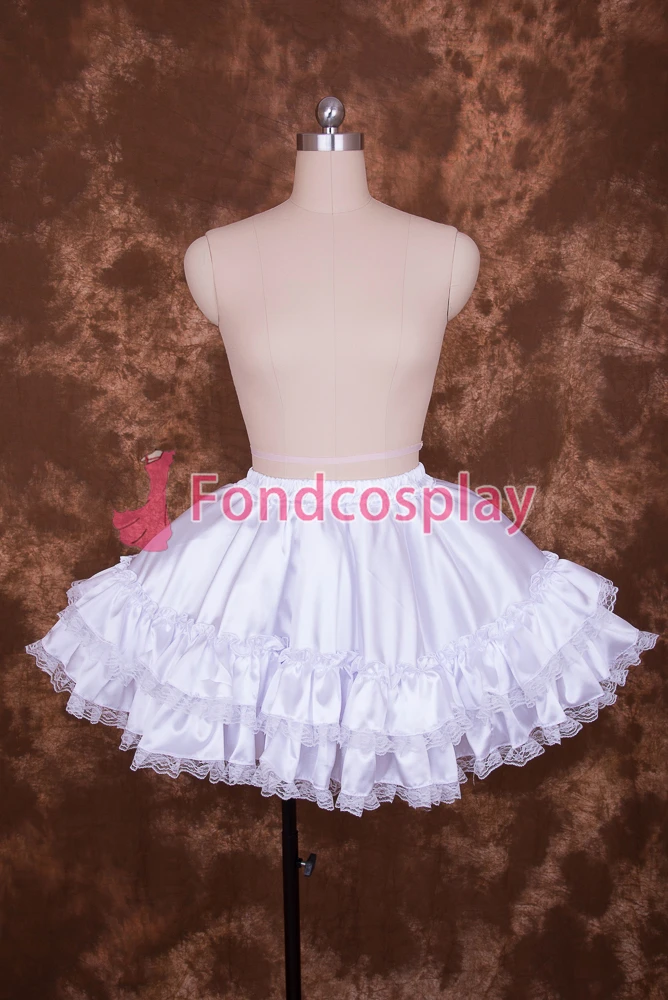 

fondcosplay adult sexy cross dressing sissy maid short White Satin Petticoat Accessories CD/TV[Q001]