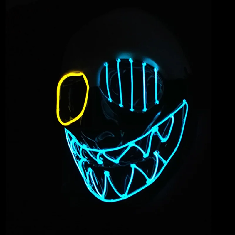 Flashing Toy EL Wire Mask Battery Operated Masquerade Clown LED Neon Light for Glowing Dance Carnival Party Halloween Masks | Освещение