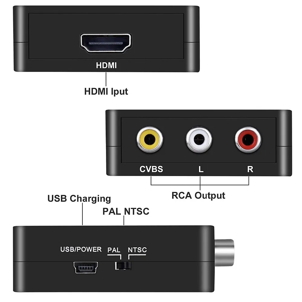 Адаптер JZYuan HDMI в AV преобразователь HD видео RCA AV/CVSB L/R 1080P HDMI2AV Поддержка NTSC PAL