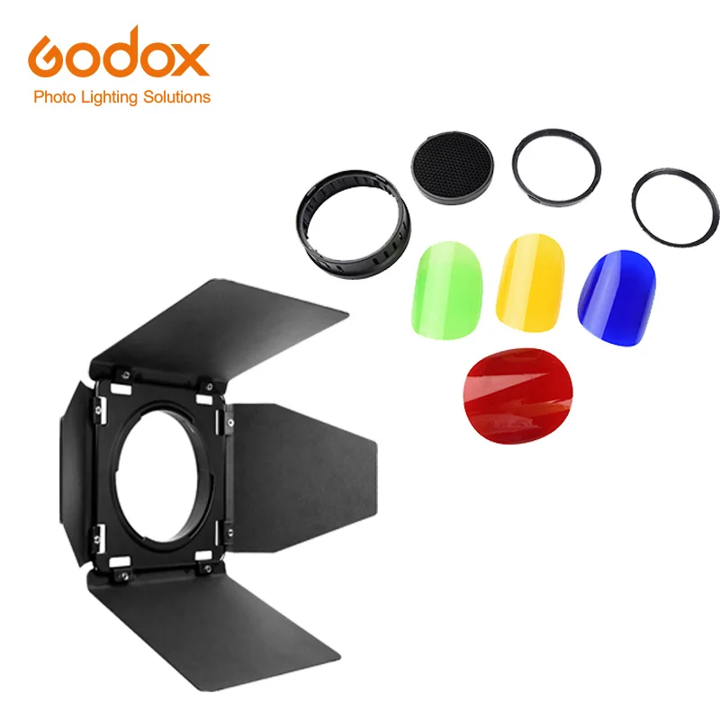 Godox BD 08 Barn Door С Honeycomb Grid и 4 цветными гелевыми фильтрами для AD400Pro Outdoor Flash (красный