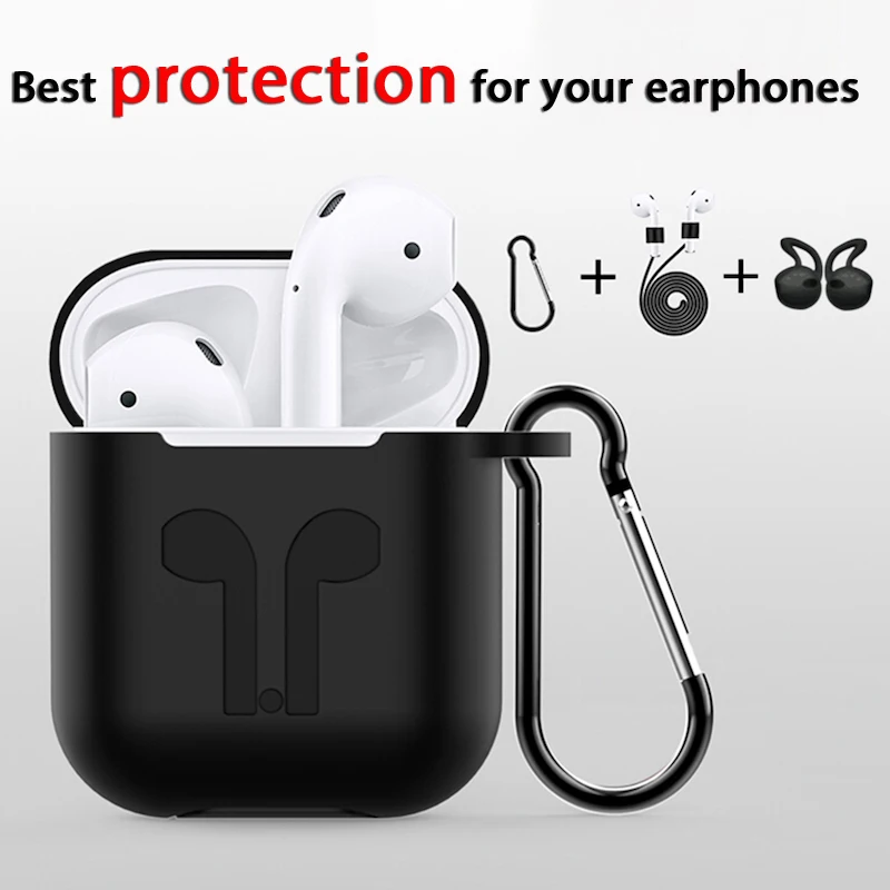 Аксессуары для наушников чехол Apple Airpods силиконовые чехлы держатель с защитой от