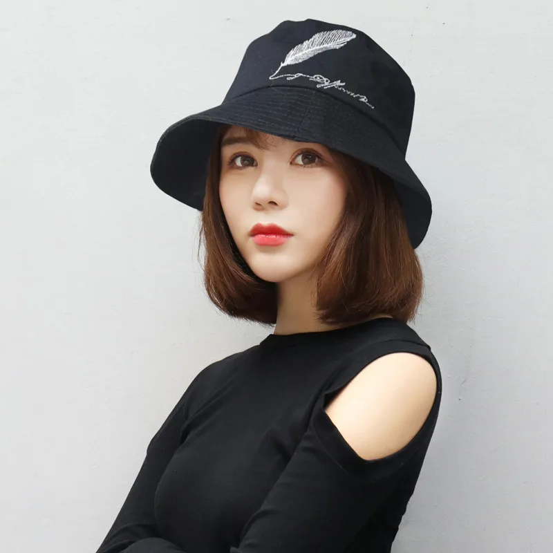 Черный лист вышитые Панама шляпы для мужчин череп Alien хип-хоп певец Поклонники