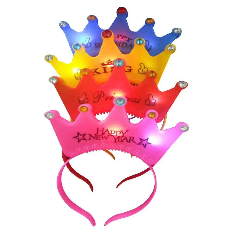Birthday LED Hair Hoop Flashing Glow Headband Crown Heart Light Up Hairbands Accessories Party Supplies Suitable Every | Детская одежда