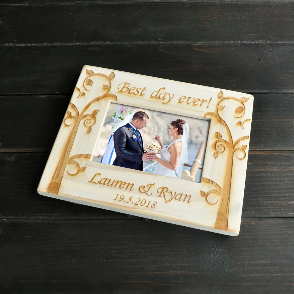 Персонализированная деревянная фоторамка рамка свадебной фотографии помолвка