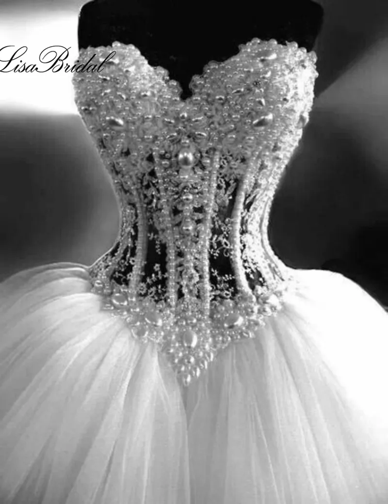 Vestidos de noiva Новое милое бальное платье без рукавов с длинным шлейфом Тюль бусинами