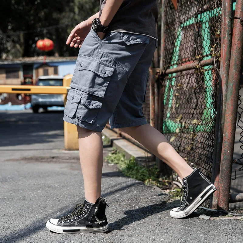 Мужские военные шорты Карго хлопковые свободные с большим количеством карманов