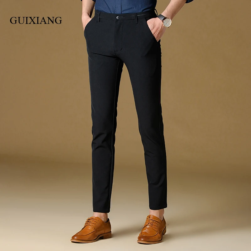 

New seasons style men's long pants fashion leisure high elastic high quality European simplicity solid men's trousers size 28-36