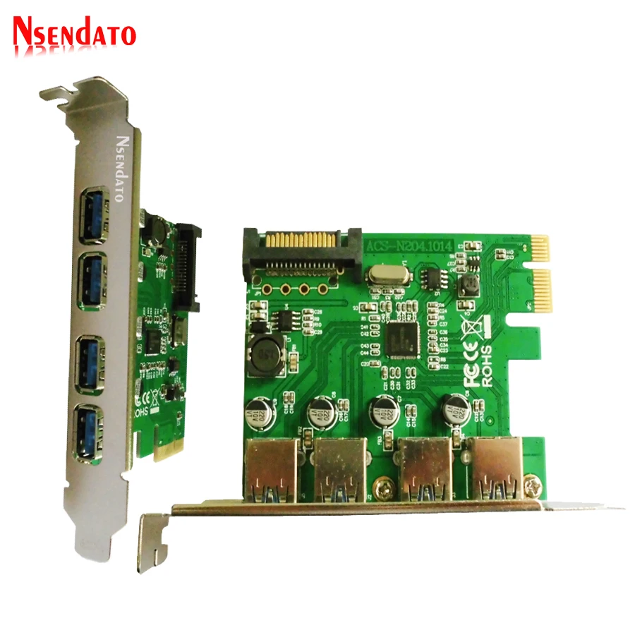 Оригинальный адаптер N204 Plus ACS PCI-E к USB 3 0 с 4 портами плата расширения для внешнего