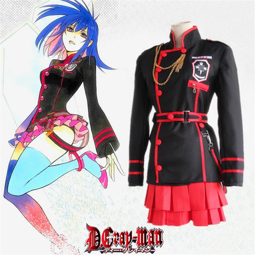 

Anime D.Gray-man Linali Lenalee Lee Allen Walker Cosplay Costume Black School Uniform Qutfit Suit Full Set Halloween Outfit