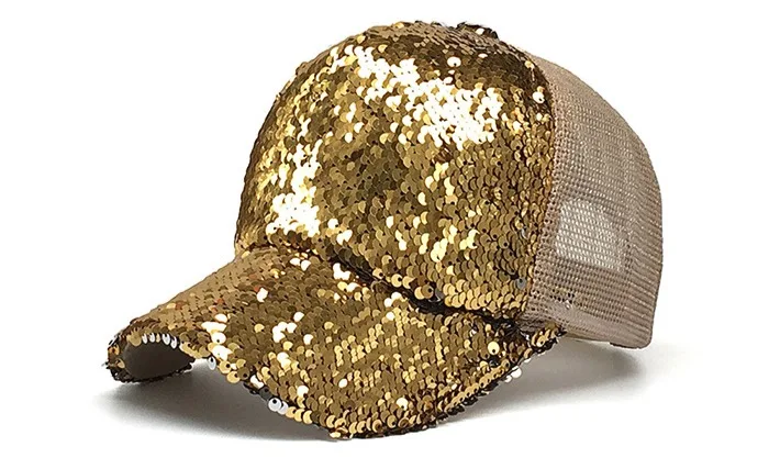 Новая мода повседневное блесток Snapback бейсболка регулируемая бейсболка для женщин на лето и весну Черный, Розовый Золото кепки s Открытый