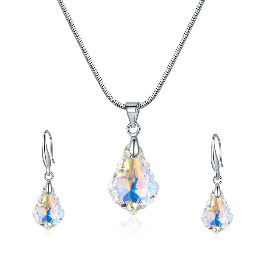 Malanda Модный комплект с кристаллами от Swarovski, ожерелье в виде капли воды, серьги для женщин, ювелирные наборы, свадебные праздничные аксессуары на подарок - Окраска металла: Crystal AB