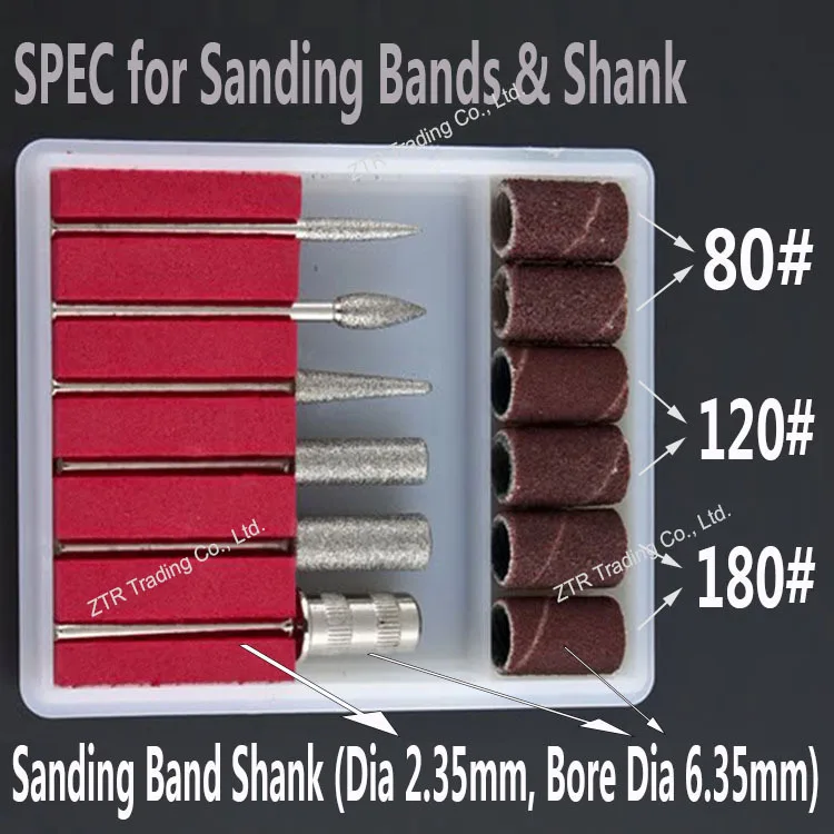 30 шт. шлифовальные ленты рукава сверла для дизайна ногтей диаметр 6 35 дюйма 80 120 180