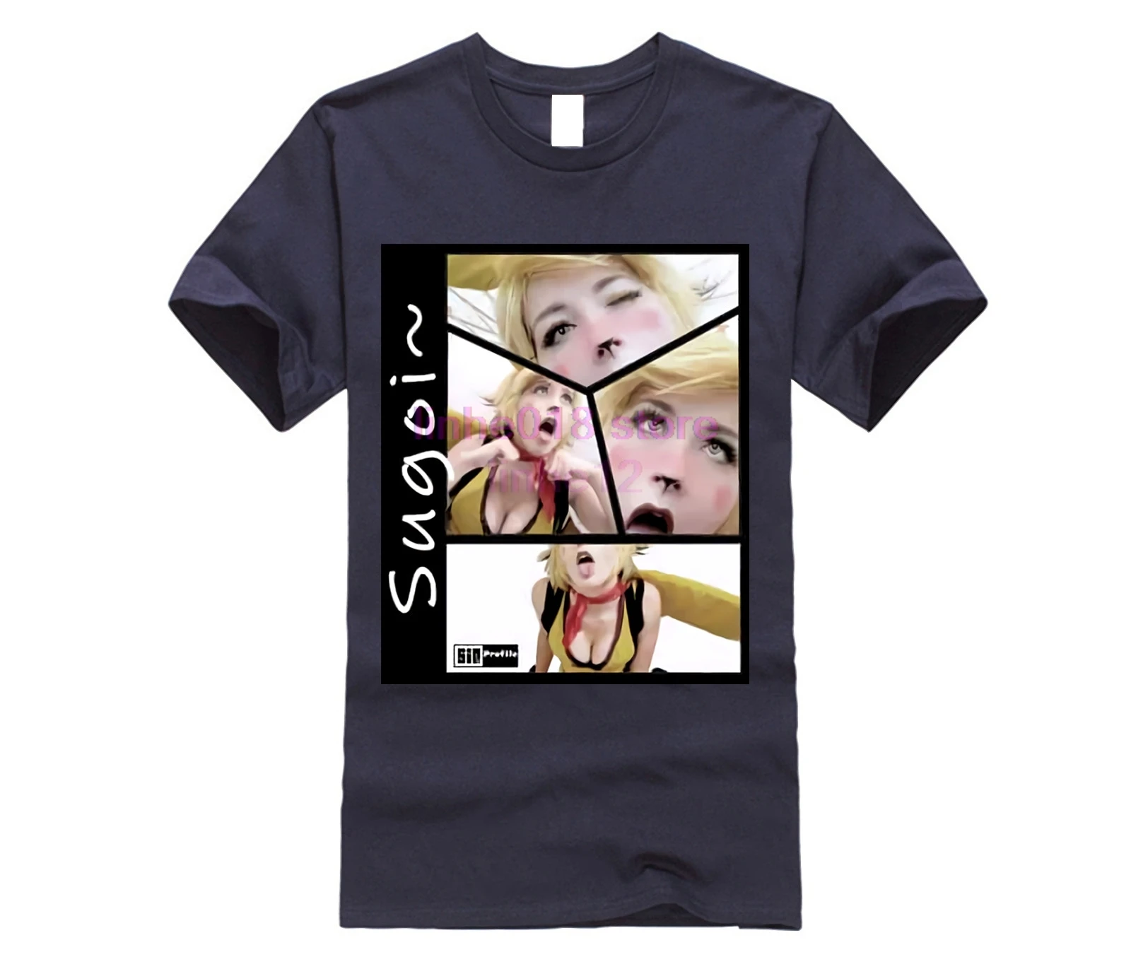 Рубашка ahegao аниме и манга лицо Забавные футболки плакат стиль|Мужские футболки| |