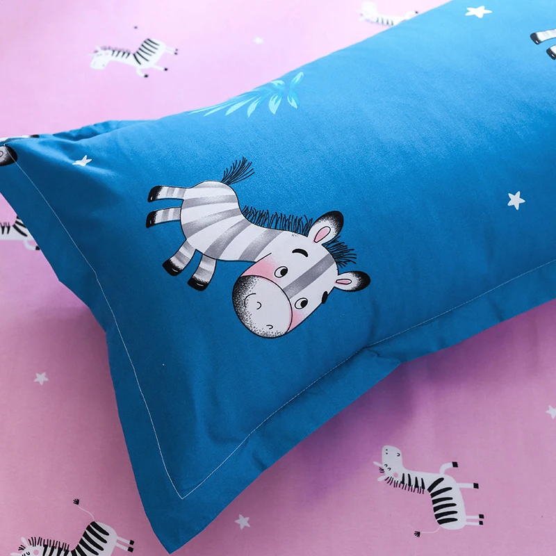 SlowDream Bedding Set Cartoon Zebra Duvet Cover Bedspread Flat Sheet Pillowcase Linens 3/4PCS Adult Child Comforter | Дом и сад