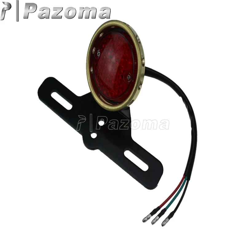 Тормозной ретро фонарь с просверленным хвостовиком для мотоцикла латунный