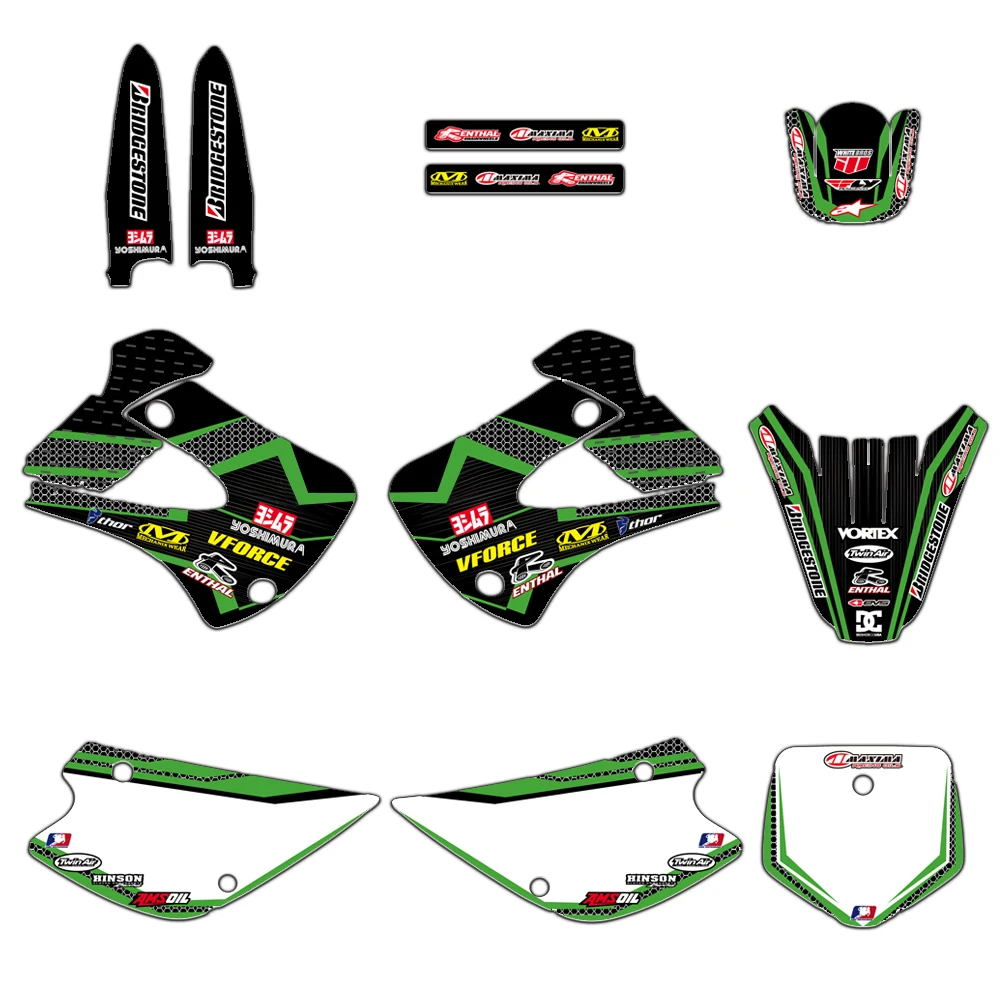 Графика и фон наклейка комплект для Kawasaki KX85 KX100 2001 02 03 04 05 06 07 2008 2009 2010 2011 2012 2013 KX 85 100