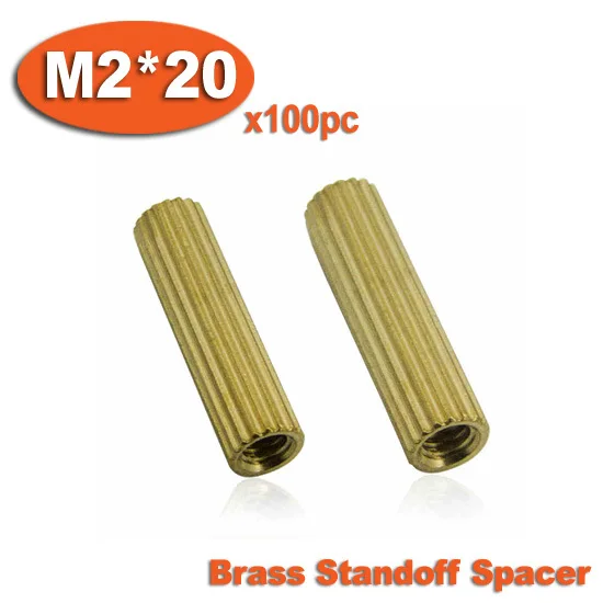 

100pcs M2 x 20mm Brass Cylinder Shaped Female Thread Nuts Standoff Spacer Pillars