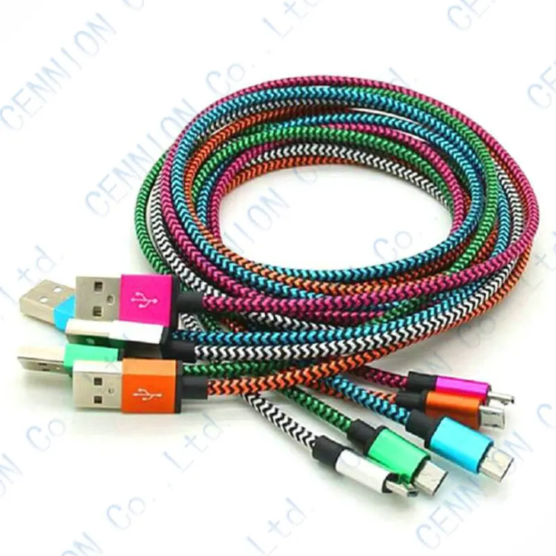 Горячая! 1 m металл плетеный кабель micro usb зарядное устройство синхронизации