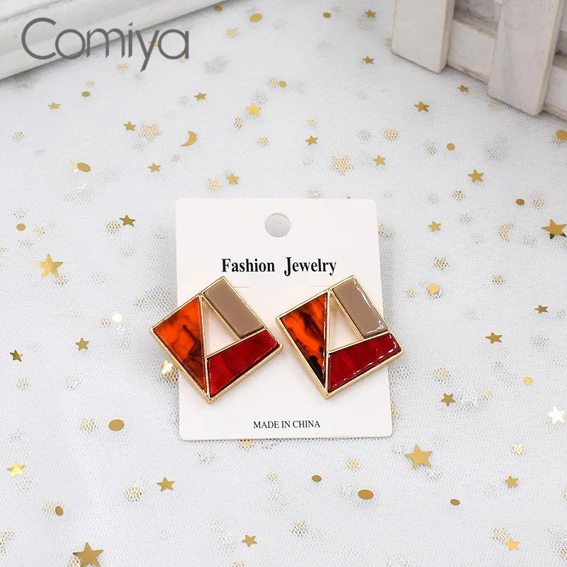 Женские милые серьги гвоздики Comiya сережки из акрила с квадратным