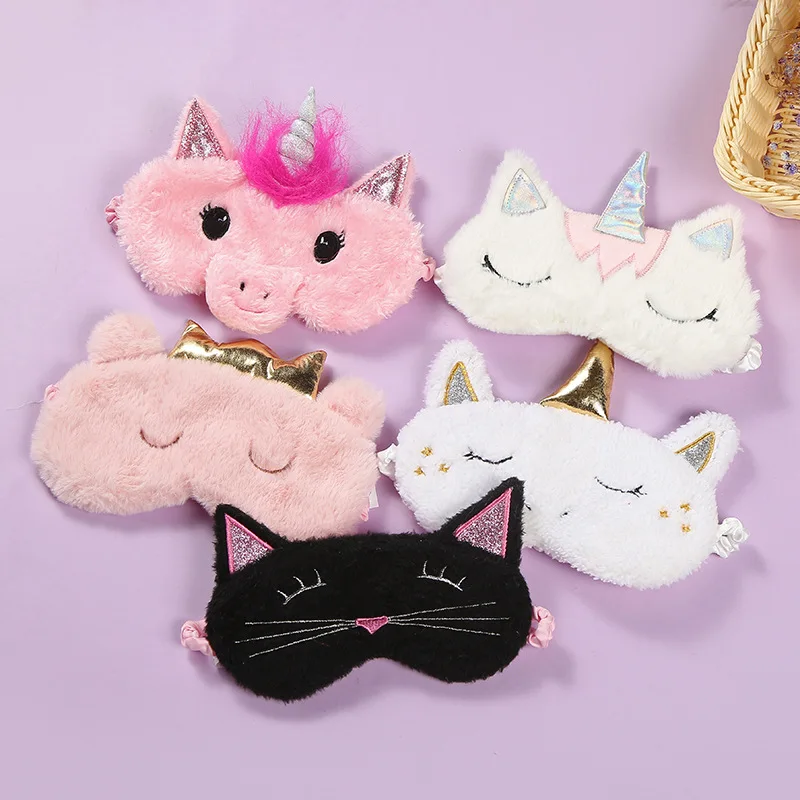 Новый единорог маска для глаз с черный розовый кошки Животные вечерние девочек