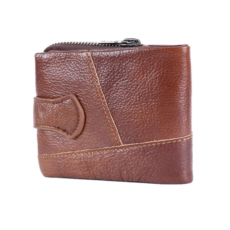 Мужской короткий кошелек SYNARA из натуральной кожи на молнии с отделением для карт