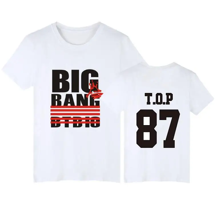 K-pop футболка Bigbang топ с принтом Big Bang Kpop свободная круглым вырезом и короткими
