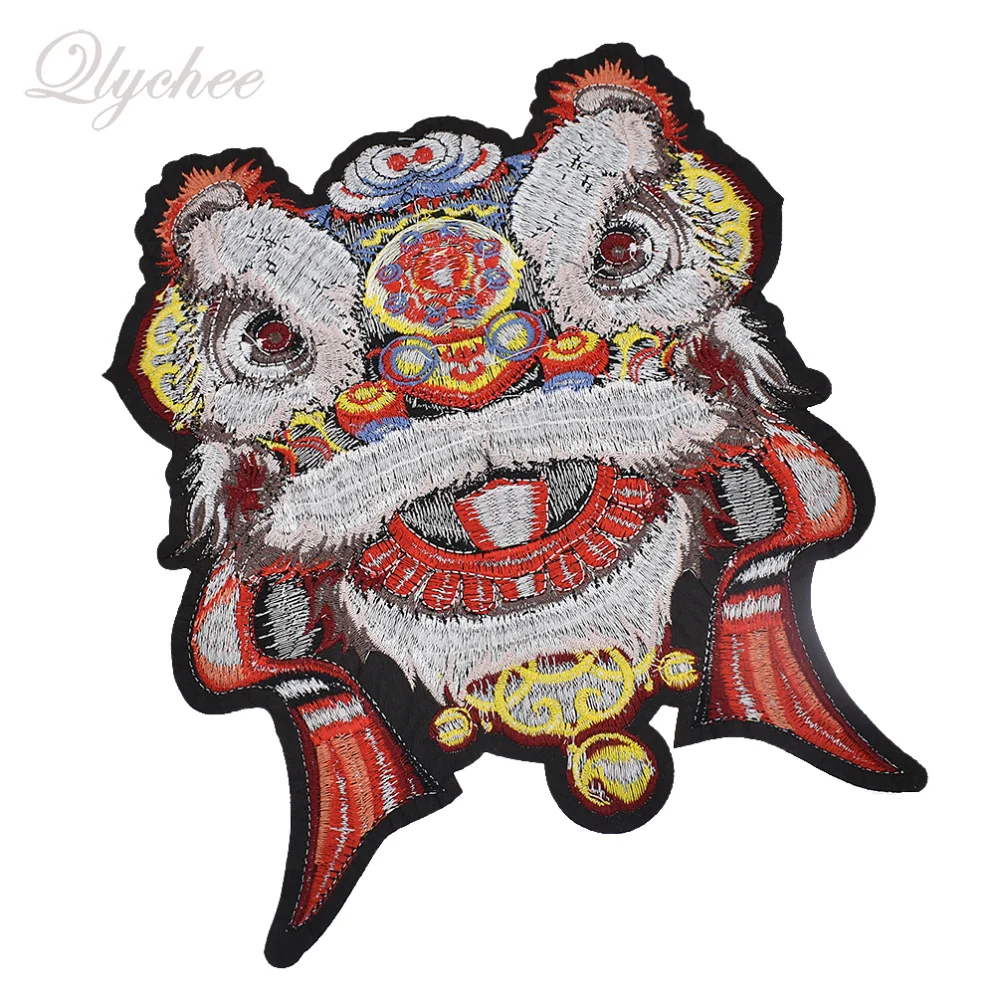 Китайская традиционная вышитая нашивка с изображением танцующего льва тигра для