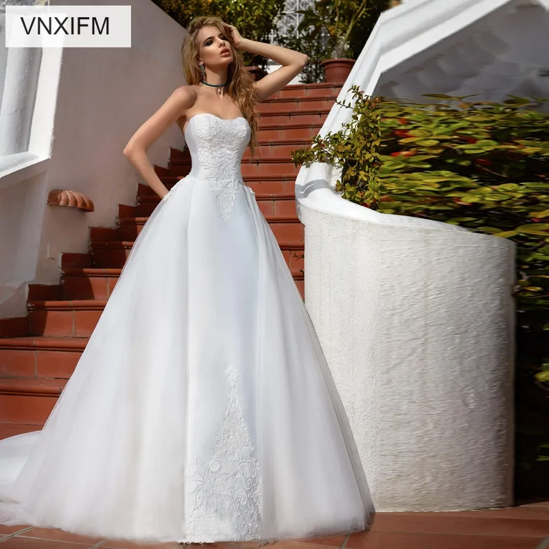 VNXIFM винтажное пляжное свадебное платье 2019 без бретелек с открытой спиной