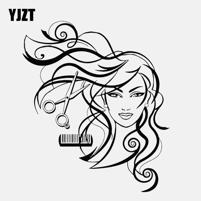 

YJZT 15.2CM*17.7CM Hairdressing Hair Beauty Salon Vinyl Car Sticker C22-0158
