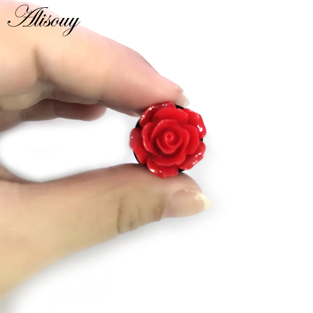Alisouy, 1 пара, 3D, красная роза, заглушка для ушей, акриловая, телесная, Ушная заглушка и тоннели расширитель для мочек ушей, измерительные приборы, пирсинг для тела, ювелирные изделия для женщин