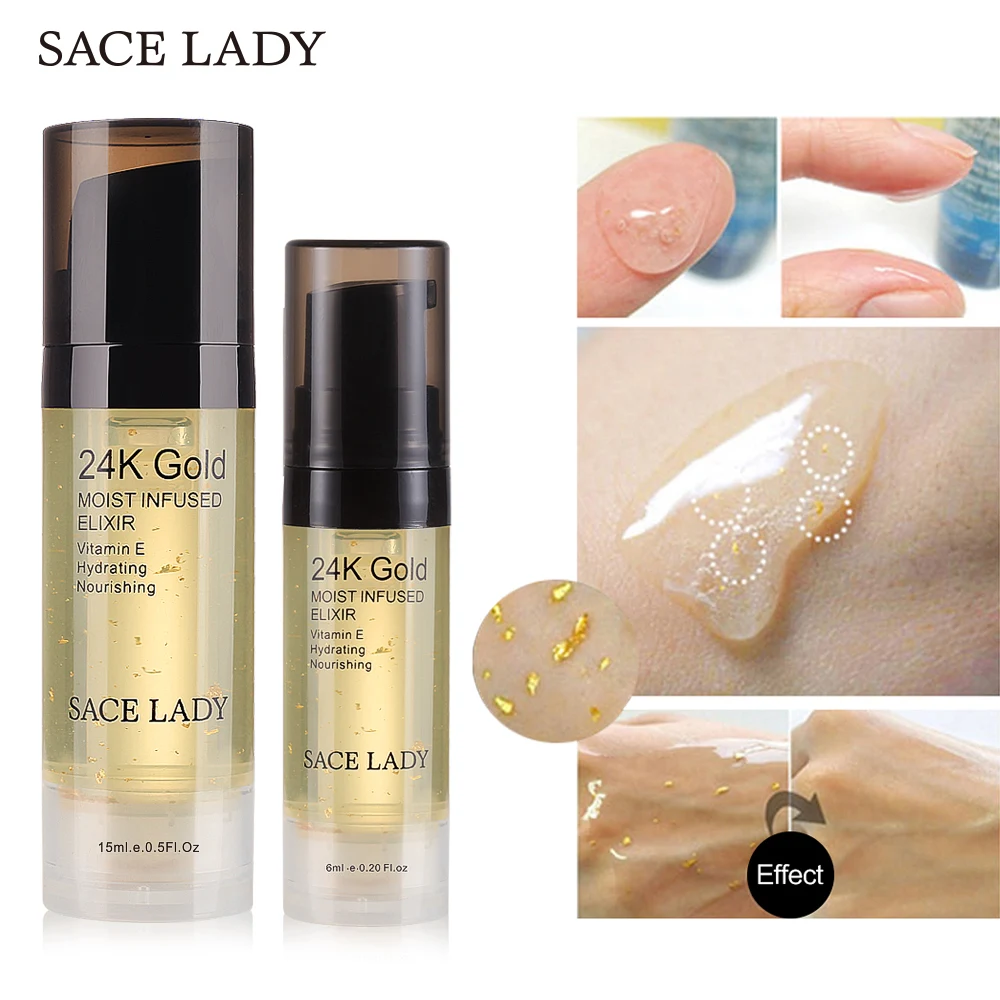 Масло для макияжа SACE LADY 24K Gold Elixir лица грунтовка 6 мл профессиональная УВЛАЖНЯЮЩАЯ