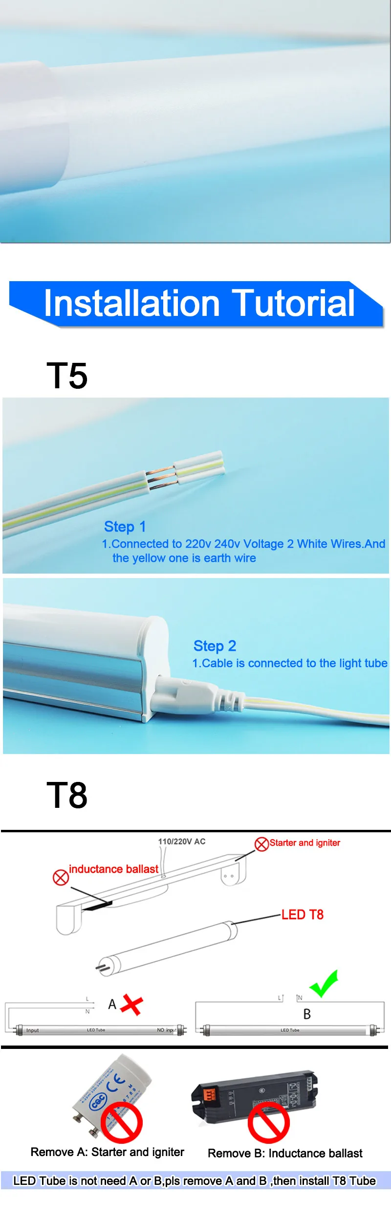 Высокое качество T5 T8 светодиодный светильник 220 в 240 В светодиодный T5 T8 светодиодный светильник настенный светильник Теплый Холодный белый светодиодный флуоресцентный T5 ПВХ пластик алюминий