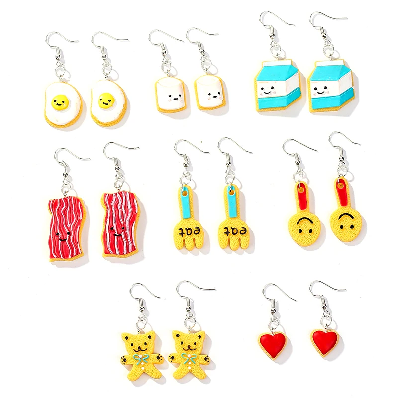 1 пара милые серьги подвески Майк печенье и ложка|Серьги-подвески| |
