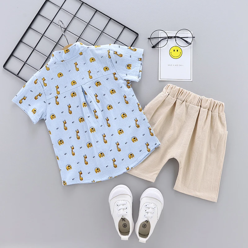 Baby Boys Clothing Children Summer Clothes Cartoon Kids Boy Set Animal Short Sleeve Top+Short Pants |