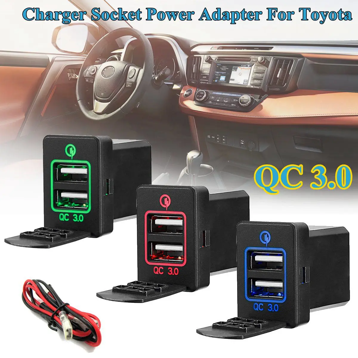 Для QC 3,0 12/24 V Dual USB Автомобильное зарядное устройство для сигарет розетка машинный Зарядное устройство Мощность адаптер 4.8A 5 V Выход с светодиодный свет для Toyota Corolla levin Prado Reiz