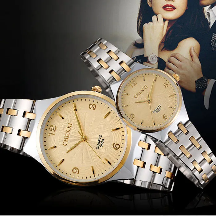 Модные брендовые популярные золотые женские кварцевые часы Chenxi 055a из