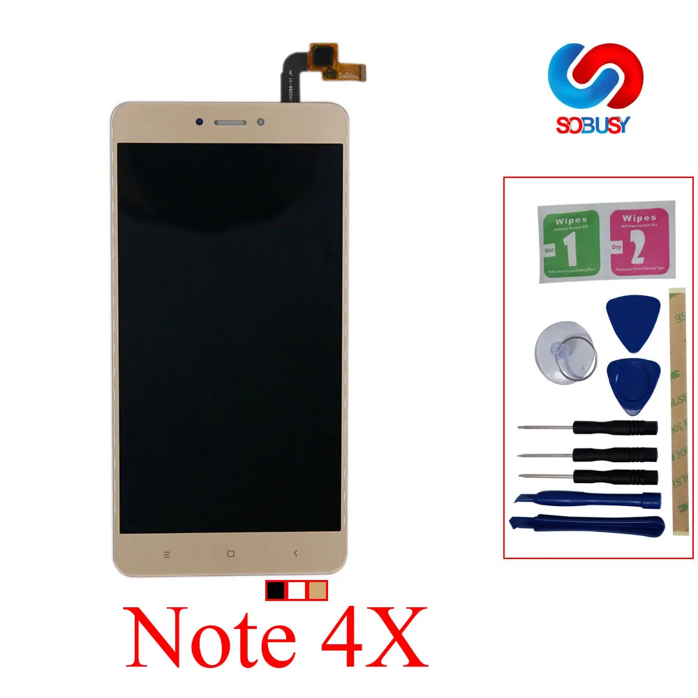 Sobusy LCD дисплей для xiaomi redmi note 4X3 GB 32GB Snapdragon 625 5 &quotLCD сенсорный экран Pantalla Tela Ecran