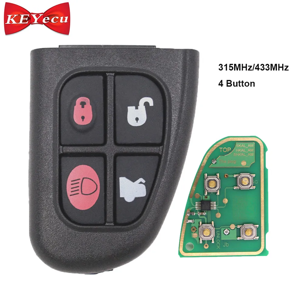 Дистанционный ключ KEYECU с 4 кнопками 315 МГц/433 МГц для Jaguar XJ8 S Type X FCC ID: NHVWB1U241 2002 2008