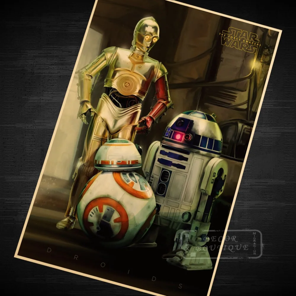 Episode VII Droids Звездные войны фильм Винтаж ретро декоративные DIY настенные холст