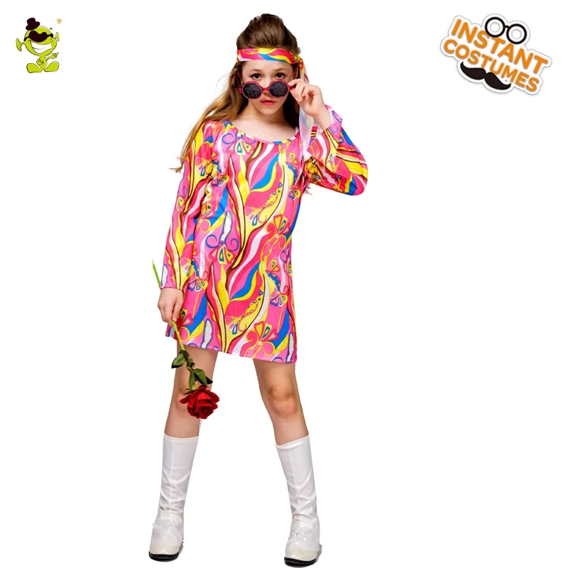 Детское платье в стиле хиппи для девочек костюм косплея на Хэллоуин вечерние