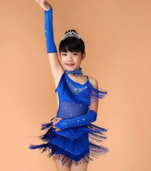 Новинка 2017 женское платье с бахромой и для латиноамериканских танцев блестками