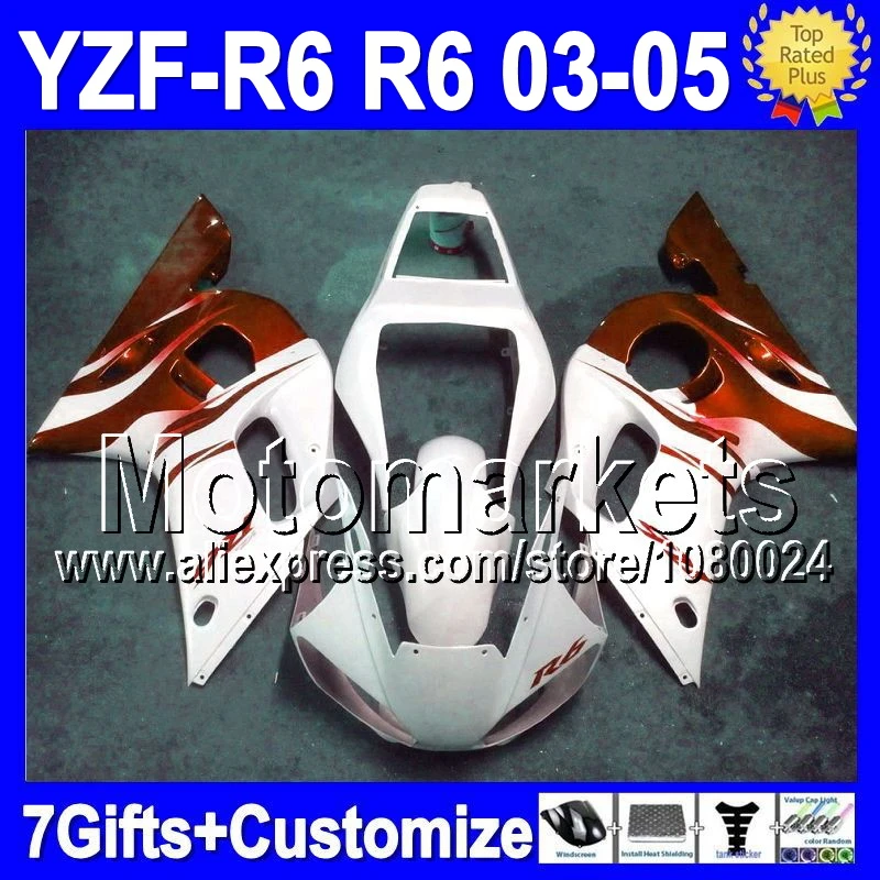7 подарки + тела для YAMAHA YZF R6 2003 2004 2005 новый оранжевый K93150 YZFR6 03 04 05 YZF-R6 пламя YZF600 03-05