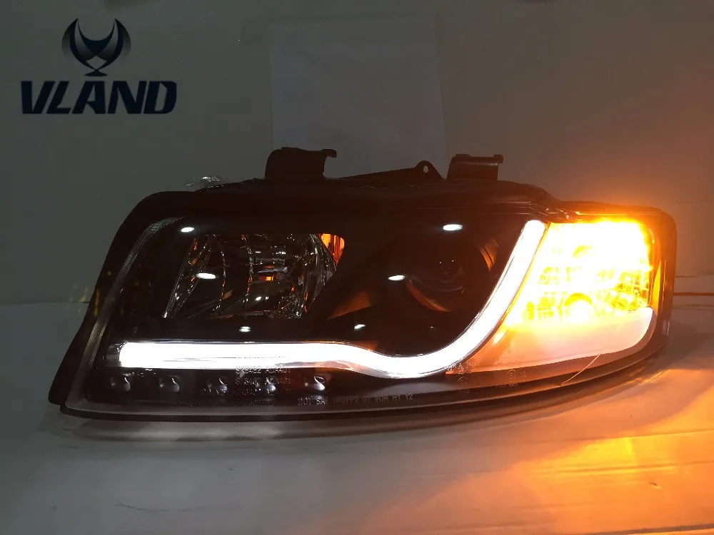 Vland factory для Audi A4 фары 2001 2004 светодиодные DRL линзы с двойным лучом H7 Ксеноновые