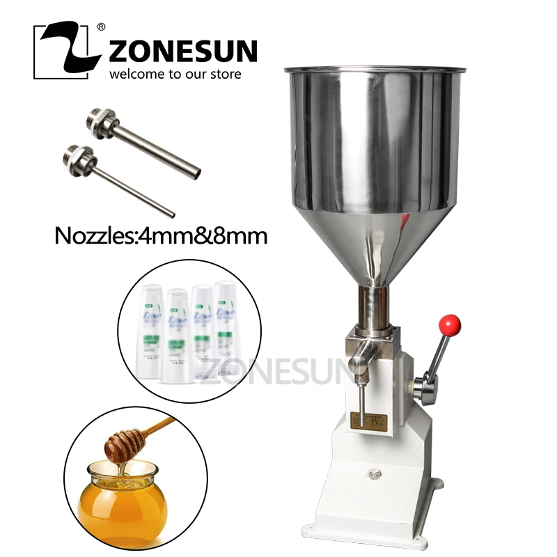 ZONESUN ручная машина для наполнения пасты, машина для наполнения жидкостью, машина для наполнения крема, машина для наполнения соуса, варенья, полировки 0-50 мл