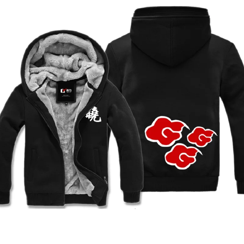 Зимняя утолщенная куртка с капюшоном Наруто Аниме плащ Акацуки повседневная