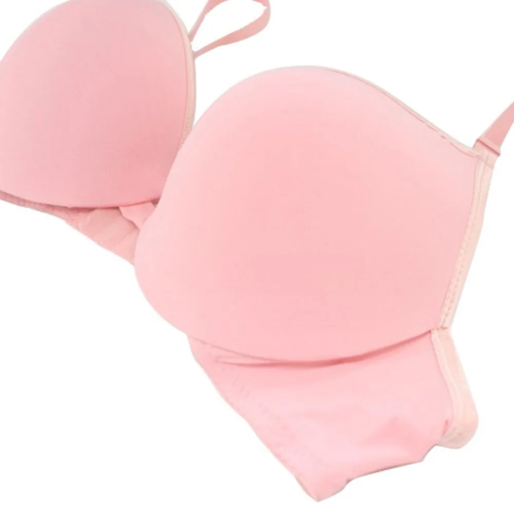 Plus Size Women Rimless Gathered Bras Glossy Full-Coverage Push Up Underwear Solid Adjusted Brassieres 105C | Женская одежда