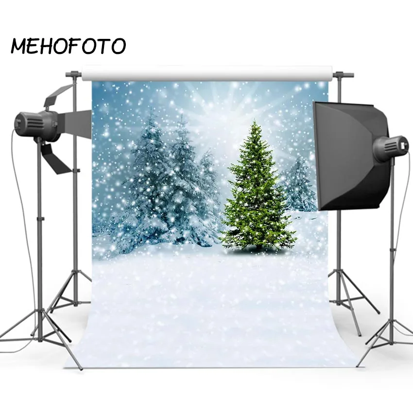 Зимний фон для фотосъемки лед и снег сцена Рождественская елка Печатные фоны
