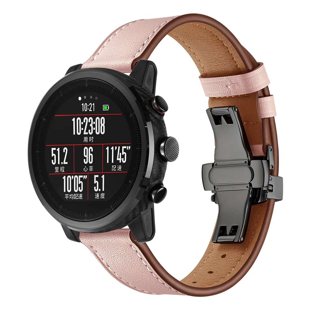 Кожаный ремешок для Xiaomi Huami Amazfit PACE Stratos, Смарт-часы, браслет для Xiaomi Amazfit, ремешок с металлической пряжкой, кожаный ремень