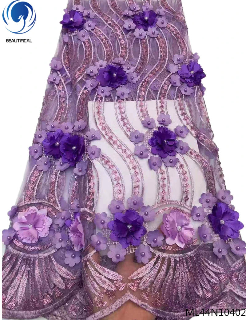 BEAUTIFICAL, серые французские кружевные ткани, бусы, 3d цветы, нигерийские сетчатые кружевные ткани, последние африканские сетчатые кружева с бисером ML44N104