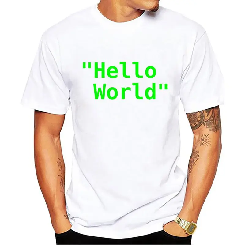 HELLO WORLD Geek Team программист унисекс забавная футболка для мужчин хлопок короткий